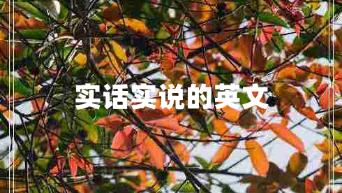 實(shí)話(huà)實(shí)說(shuō)的英文