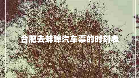 合肥去蚌埠汽車(chē)票的時(shí)刻表