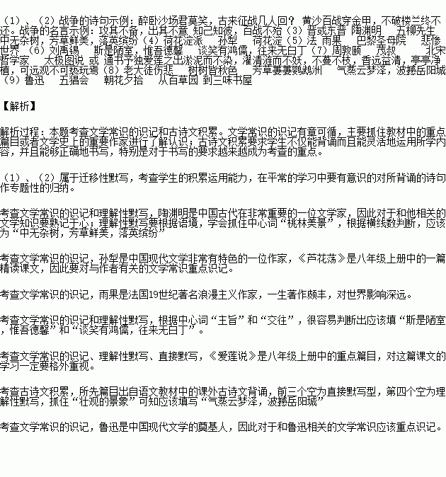 有關(guān)描寫(xiě)戰爭的成語(yǔ)或古詩(shī)句