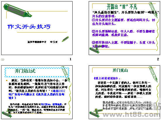 作文開(kāi)頭技巧ppt