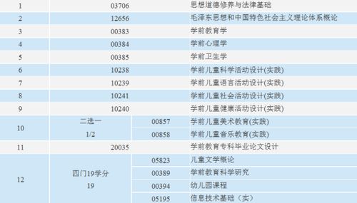 徐州學(xué)前教育本科自考科目