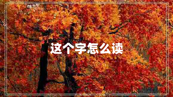 這個(gè)字怎么讀