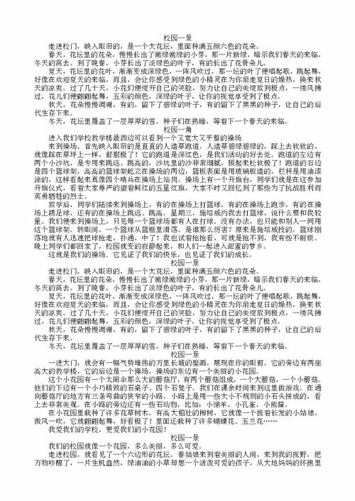 四級(jí)校園的一處景線的作文200字