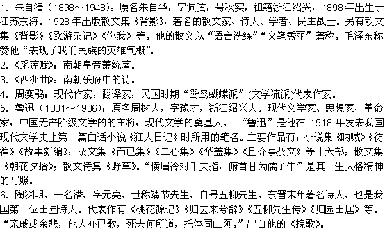 山西語(yǔ)文高中基礎知識