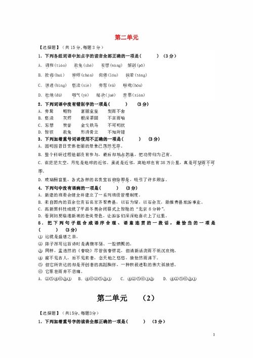 九級語(yǔ)文基礎知識試卷